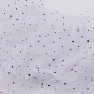 Iridescent Rainbow Hearts Glitter Tulle 6 Yards NEW